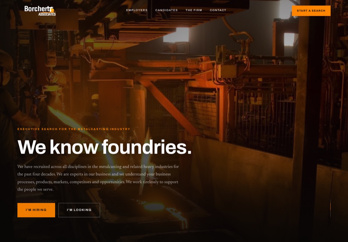 Borchert Associates live website for metalcasting executive search
